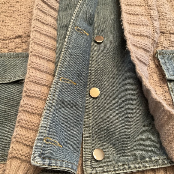 Oversized Denim Jacket/Knitted Cardigan Sweater Coat, Streetwear, Women’s Sz M - Picture 9 of 9